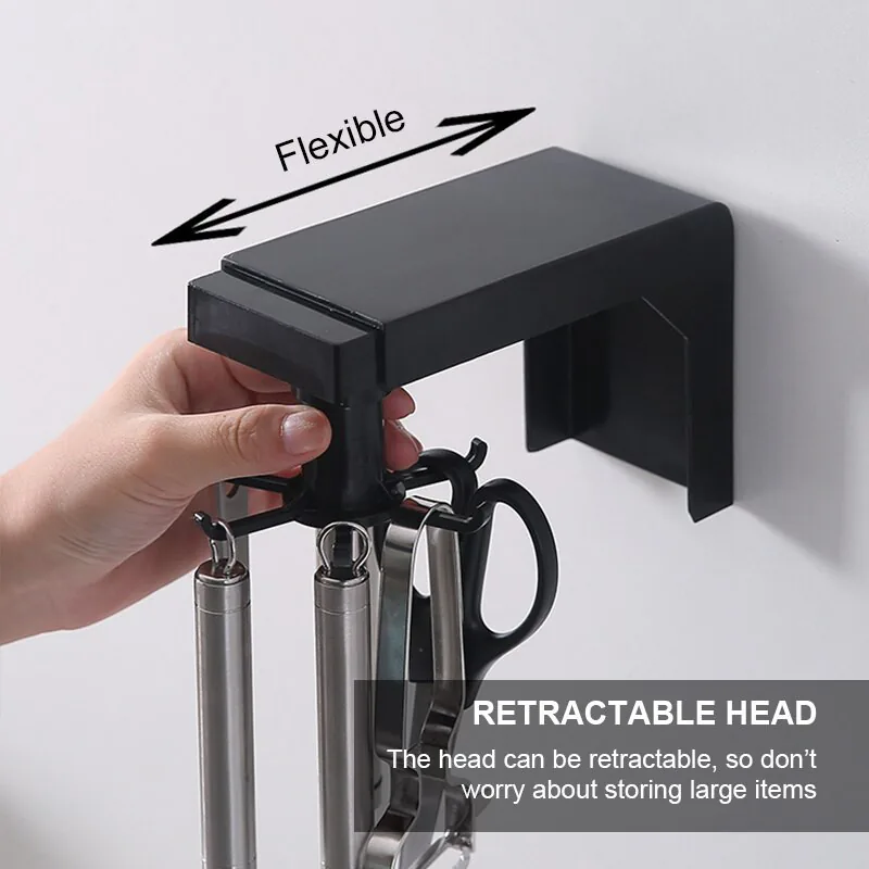Organizador de pared con 6 ganchos retráctiles para utensilios