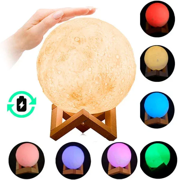 Lámpara de luna táctil y sus 7 colores de luz