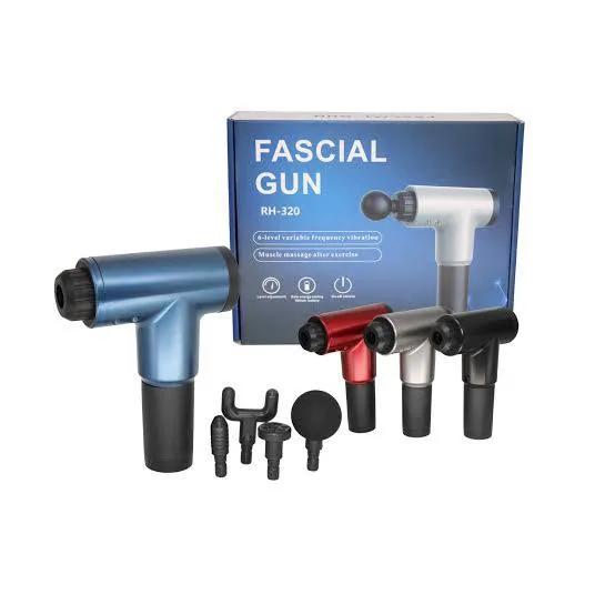 Pistolas masajeadoras Fascial Gun en varios colores con su caja