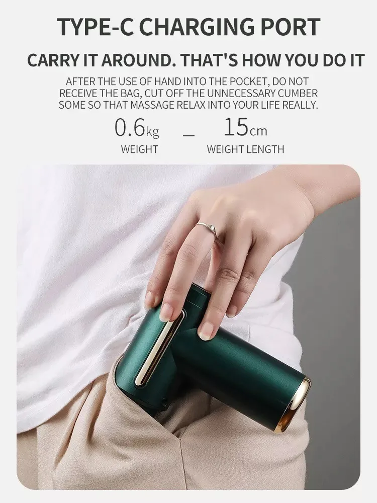 Pistola masajeadora compacta que cabe en el bolsillo