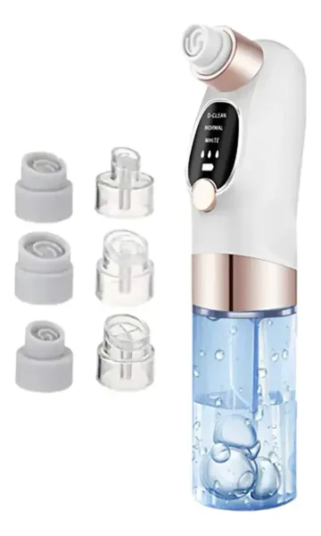 Limpiador facial de poros con succión y microburbujas, 6 cabezales y pantalla LCD, recargable