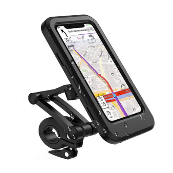 Soporte de celular impermeable para moto y bicicleta con brazo ajustable y giro de 360°