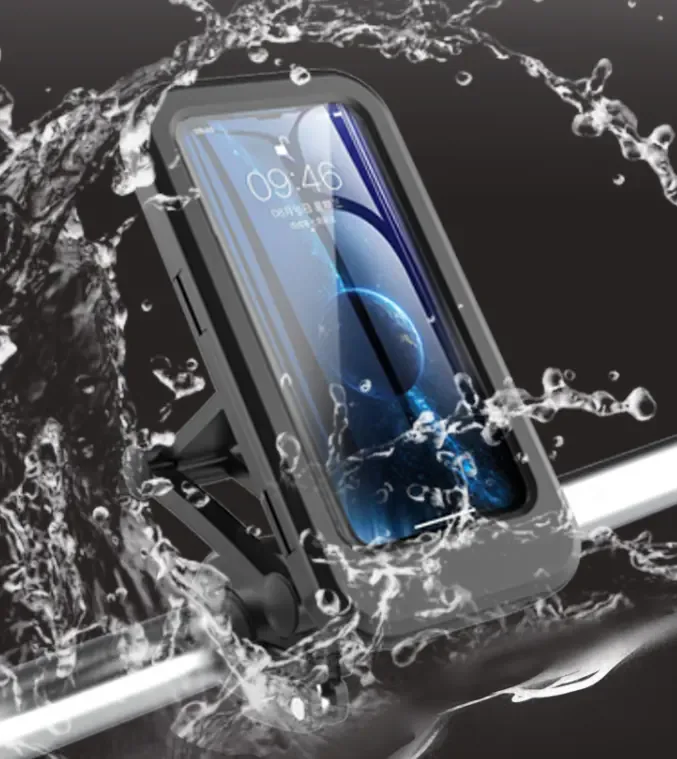 Soporte de celular impermeable bajo salpicaduras de agua
