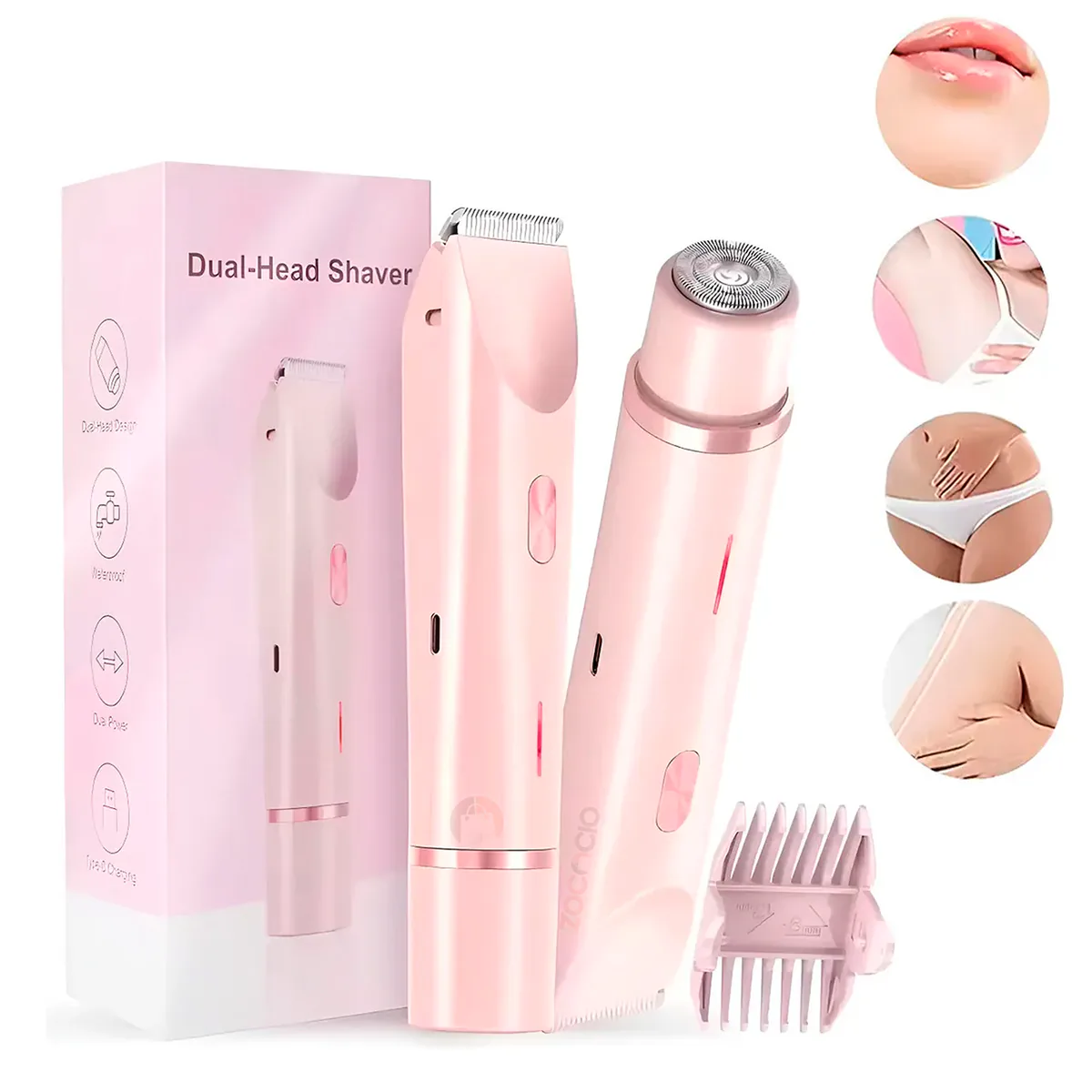 Afeitadora Eléctrica para Mujer 2 en 1 Recargable Doble Cabezal, foto 2 de 8