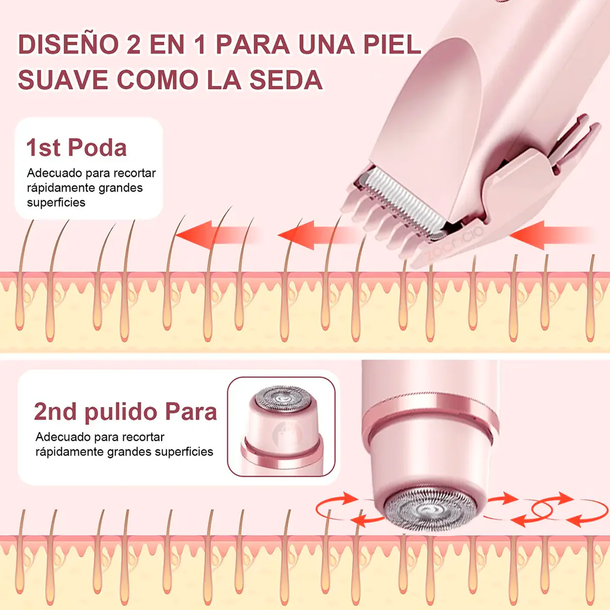 Afeitadora Eléctrica para Mujer 2 en 1 Recargable Doble Cabezal, foto 3 de 8
