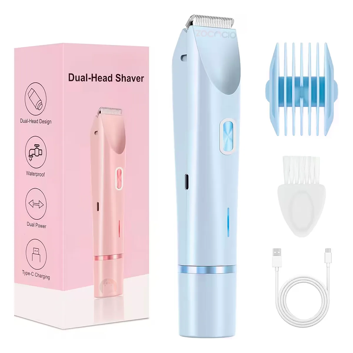 Afeitadora Eléctrica para Mujer 2 en 1 Recargable Doble Cabezal, foto 7 de 8