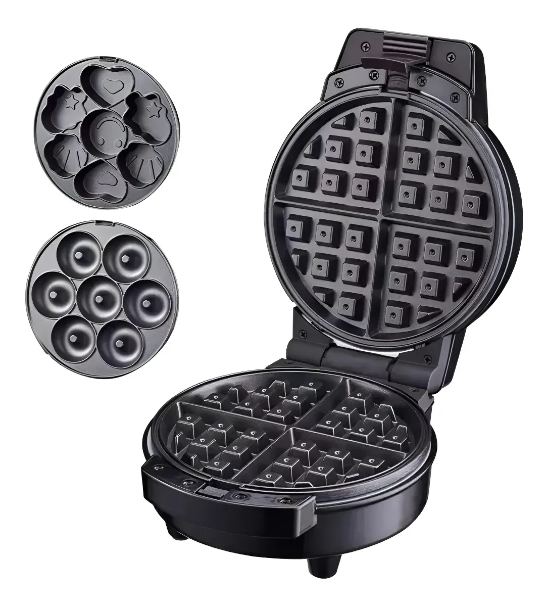 Waflera eléctrica 3 en 1 con placas intercambiables para waffles, mini donas y figuras, foto 1 de 6