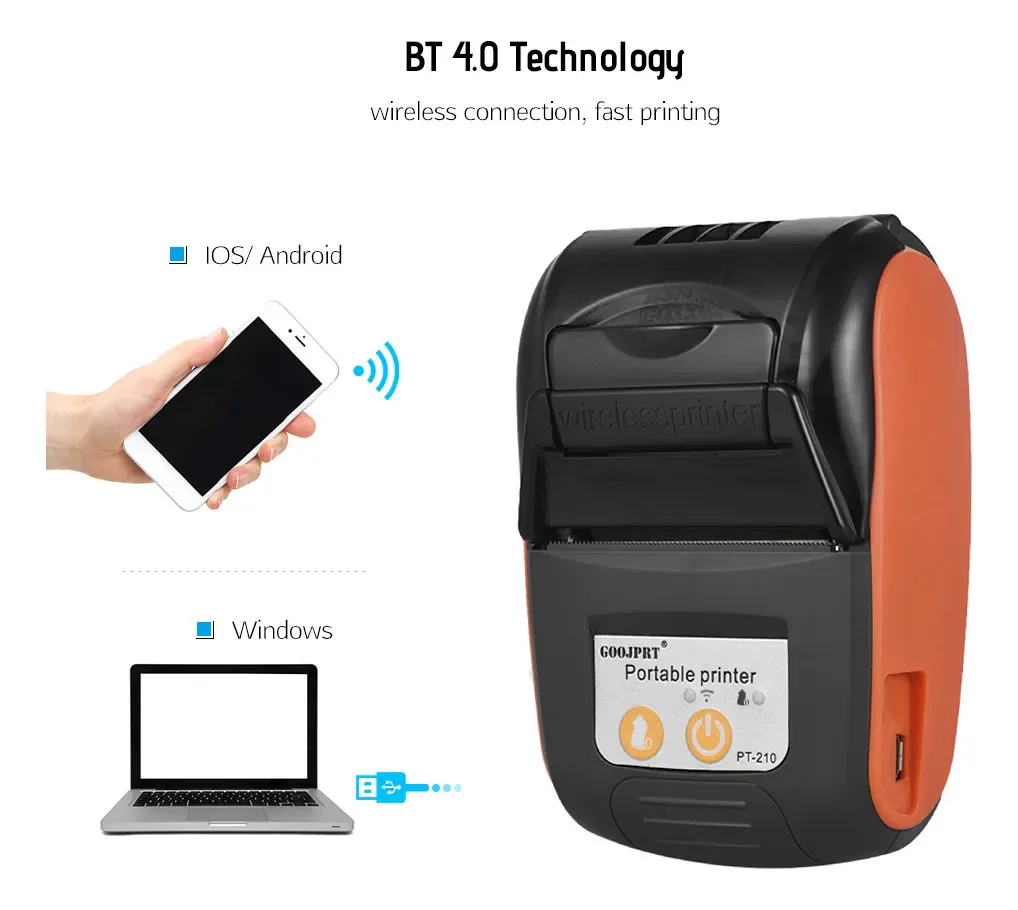 Impresora térmica Bluetooth 4.0 que se conecta al celular y al computador