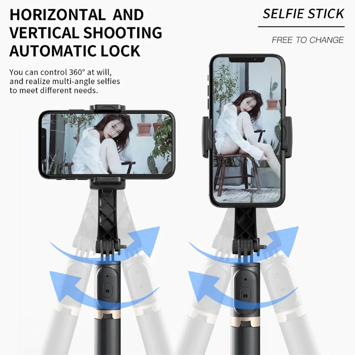 Soporte del celular que gira 360° para fotos en horizontal y vertical