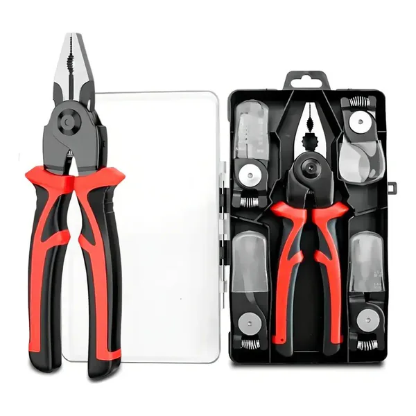 Alicate multiherramienta 5 en 1 con cabezales intercambiables y estuche