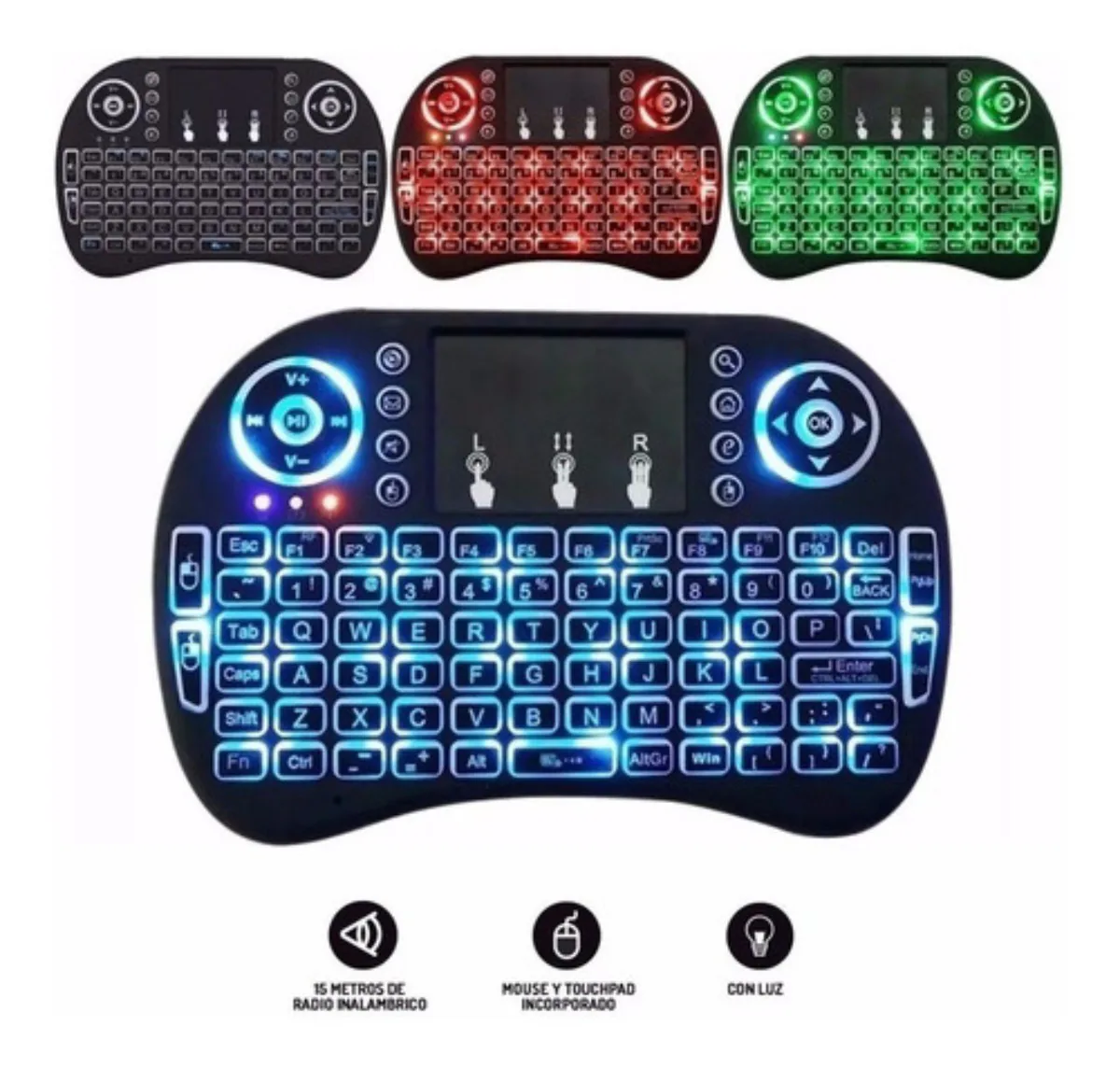 Mini teclado inalámbrico con touchpad y luz, recargable, foto 2 de 5