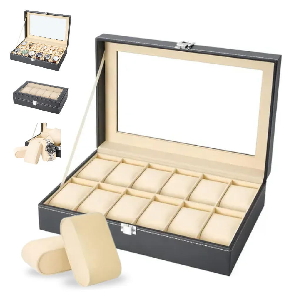 Caja Organizadora para 12 Relojes con Tapa de Vidrio, foto 2 de 5
