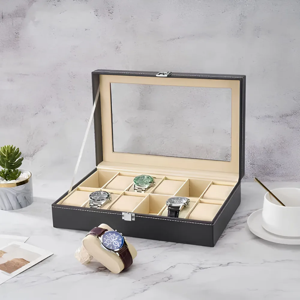 Caja Organizadora para 12 Relojes con Tapa de Vidrio, foto 3 de 5