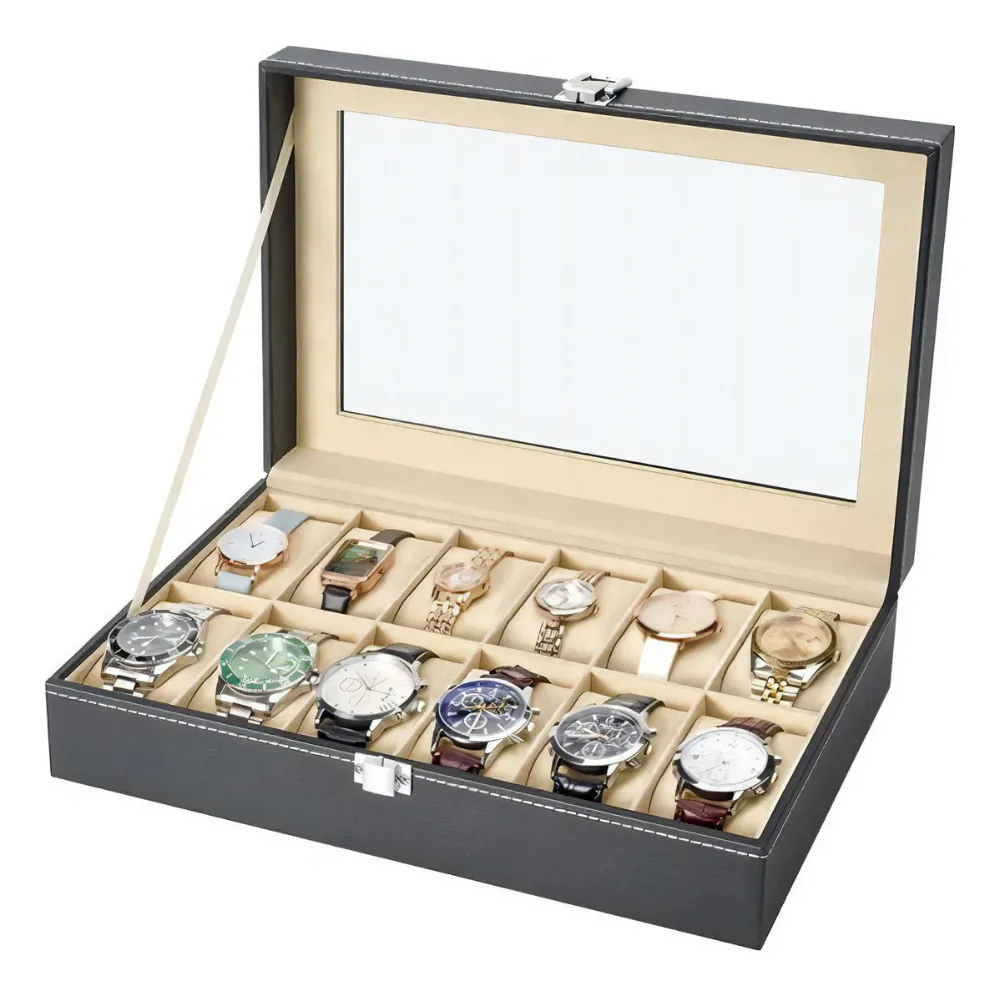 Caja Organizadora para 12 Relojes con Tapa de Vidrio, foto 1 de 5