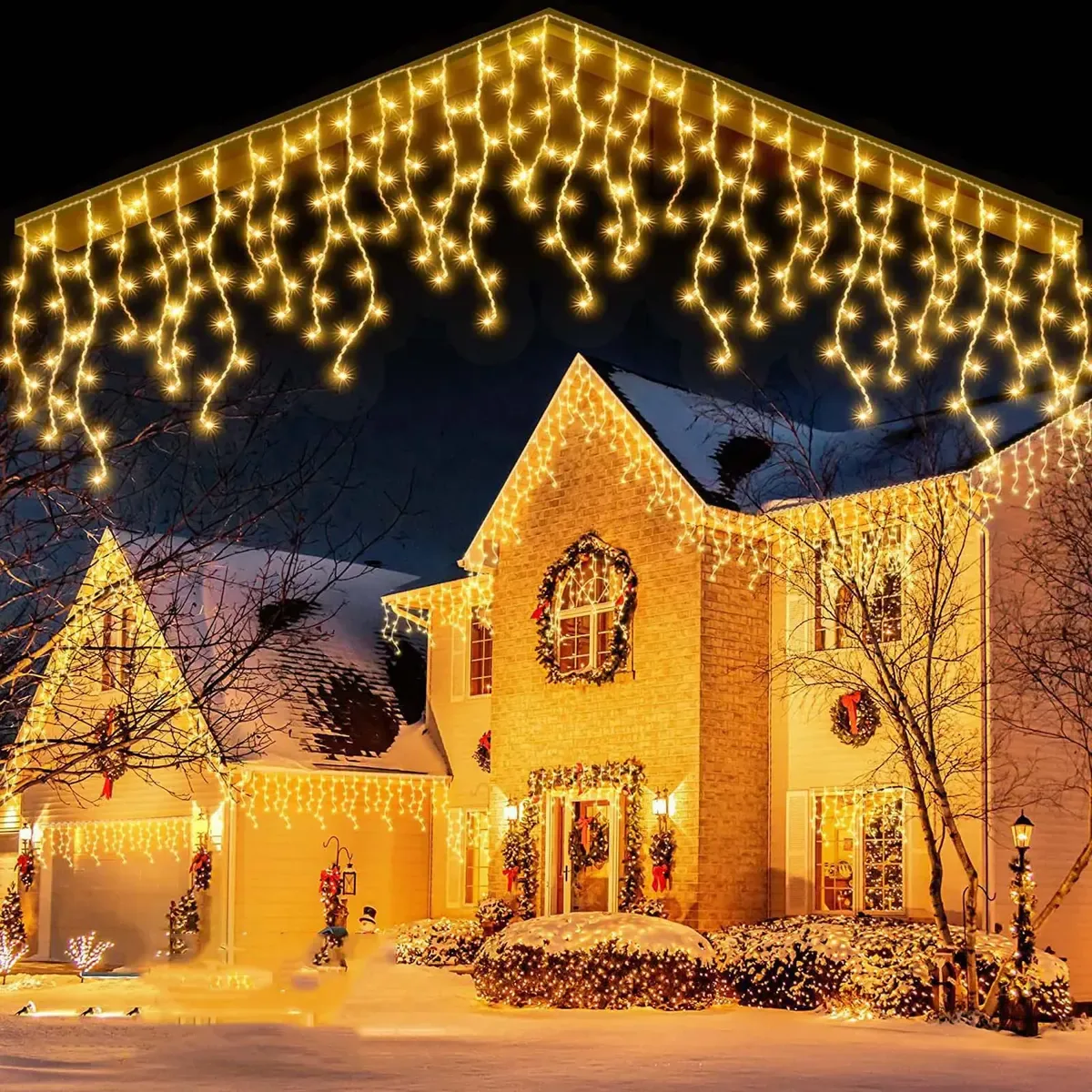 Luces navideñas LED tipo cascada de 4 metros con luz cálida, foto 2 de 6