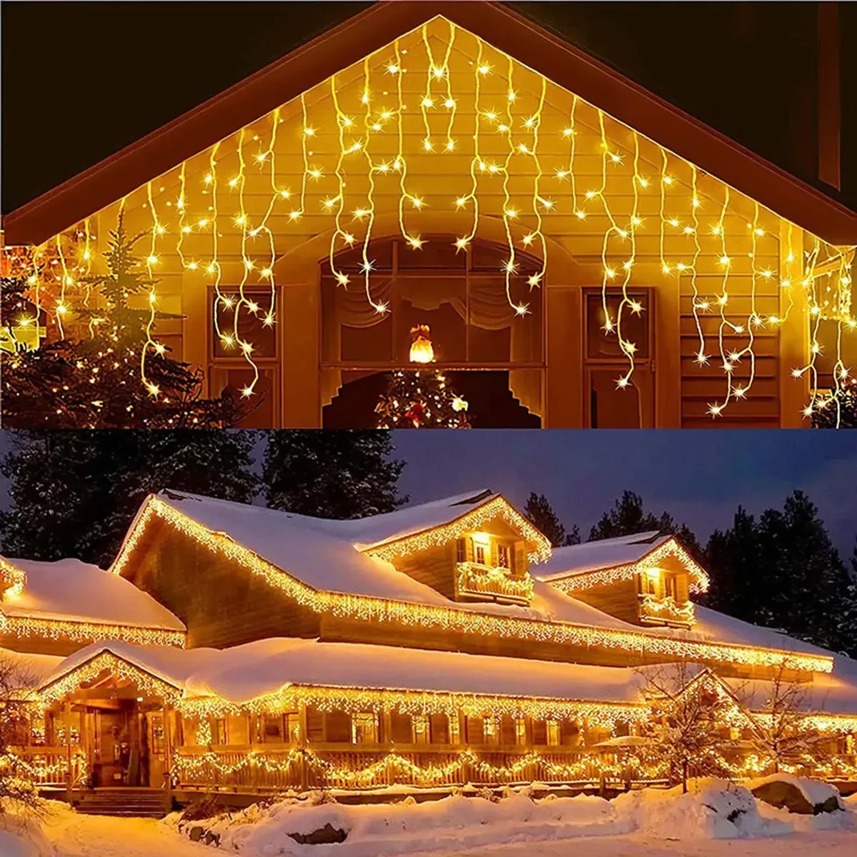 Luces navideñas LED tipo cascada de 4 metros con luz cálida, foto 4 de 6
