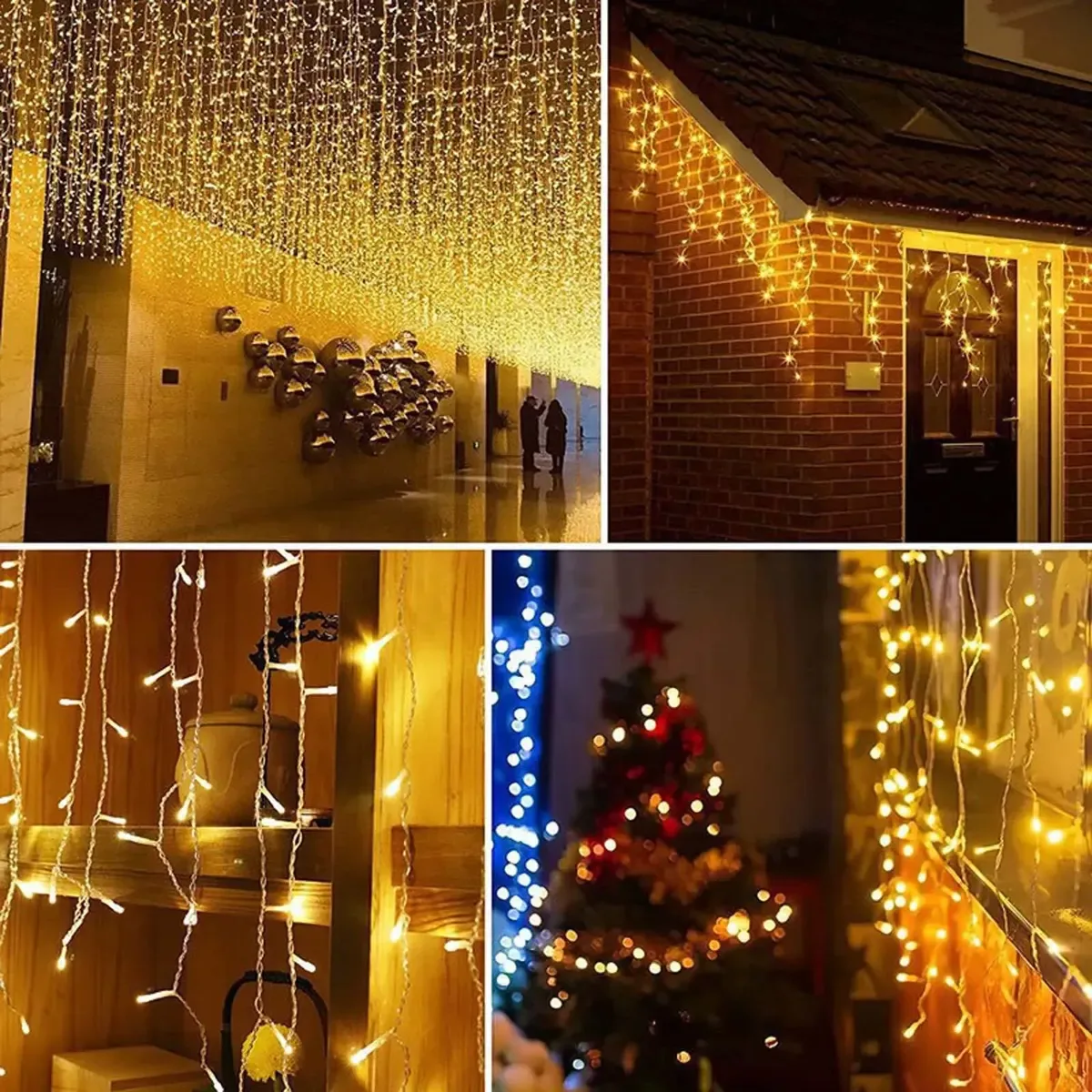 Luces navideñas LED tipo cascada de 4 metros con luz cálida, foto 5 de 6