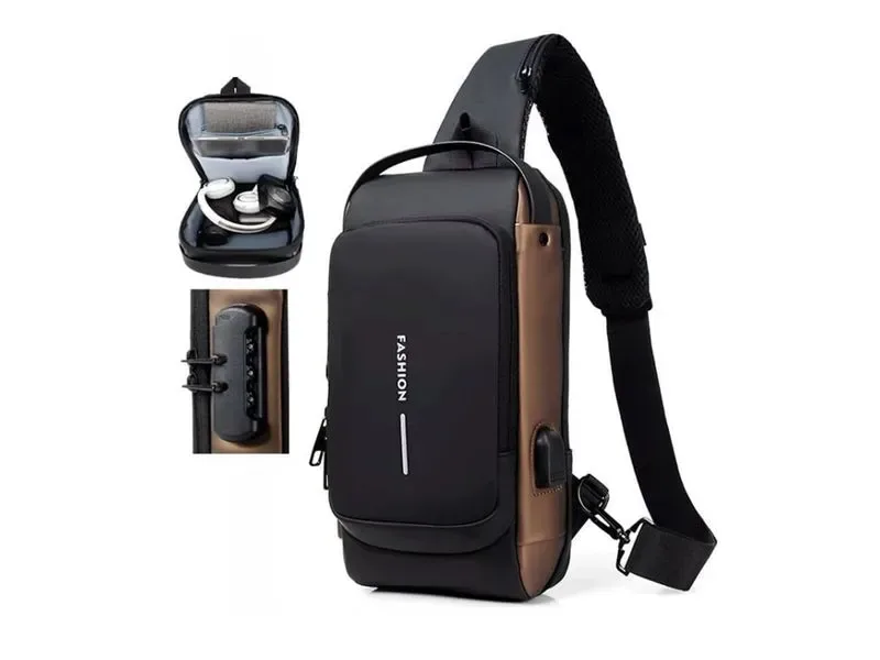 Bolso Morral Antirrobo Cruzado con Clave y Puerto USB, foto 2 de 5