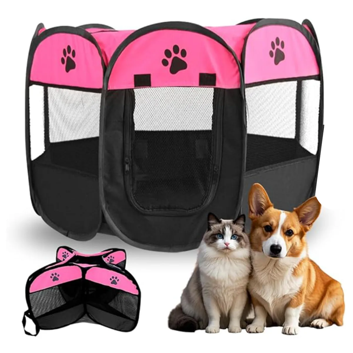 Corral plegable para perros y gatos con malla, 60 x 40 cm, foto 2 de 6