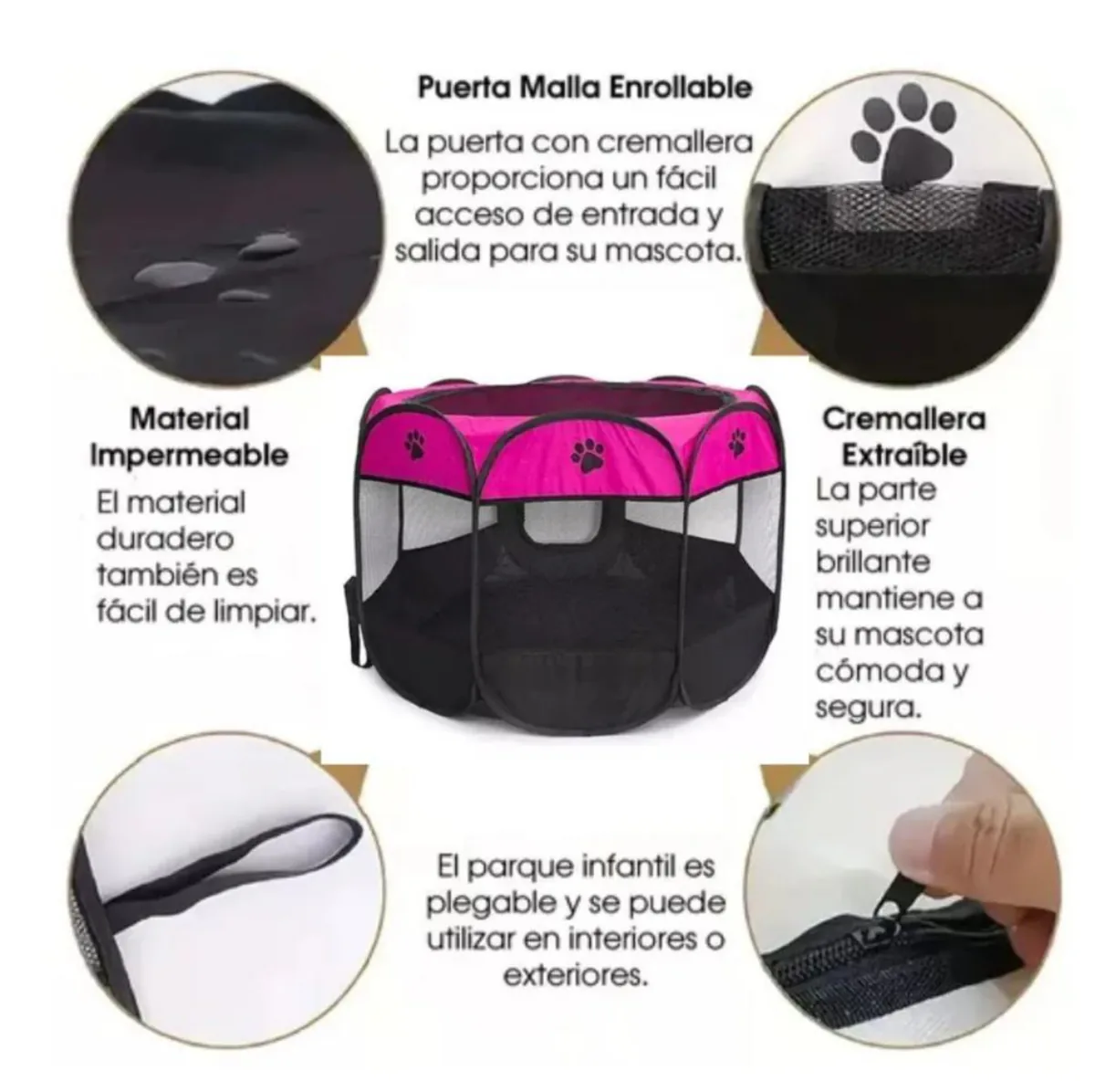 Corral plegable para perros y gatos con malla, 60 x 40 cm, foto 4 de 6
