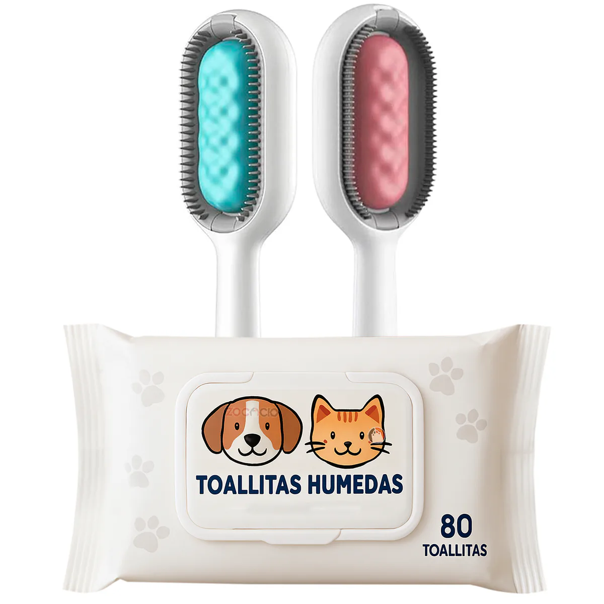 Cepillo para perros y gatos con toallitas húmedas, quita pelo, foto 1 de 7