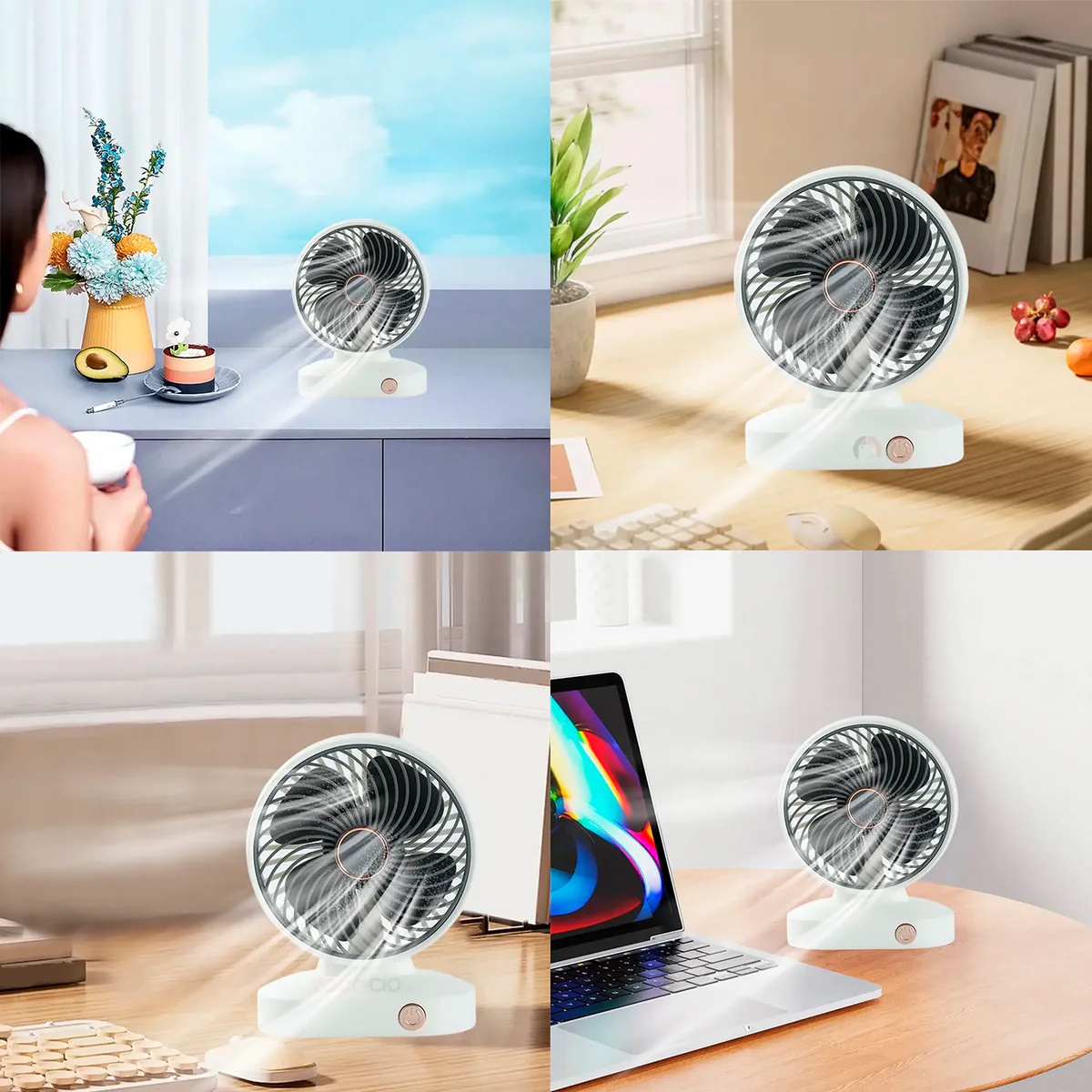 Mini ventilador de escritorio recargable por USB, compacto y portátil, foto 6 de 6