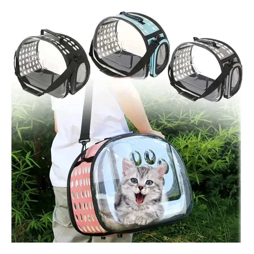 Guacal transparente plegable para gatos y perros pequeños, foto 3 de 5