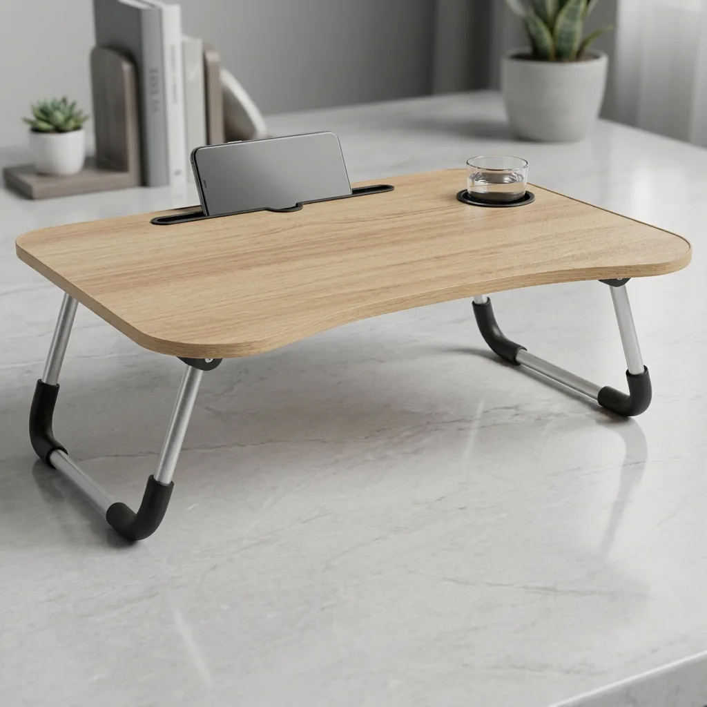 Mesa plegable para portátil con soporte para tablet y portavasos, foto 4 de 5