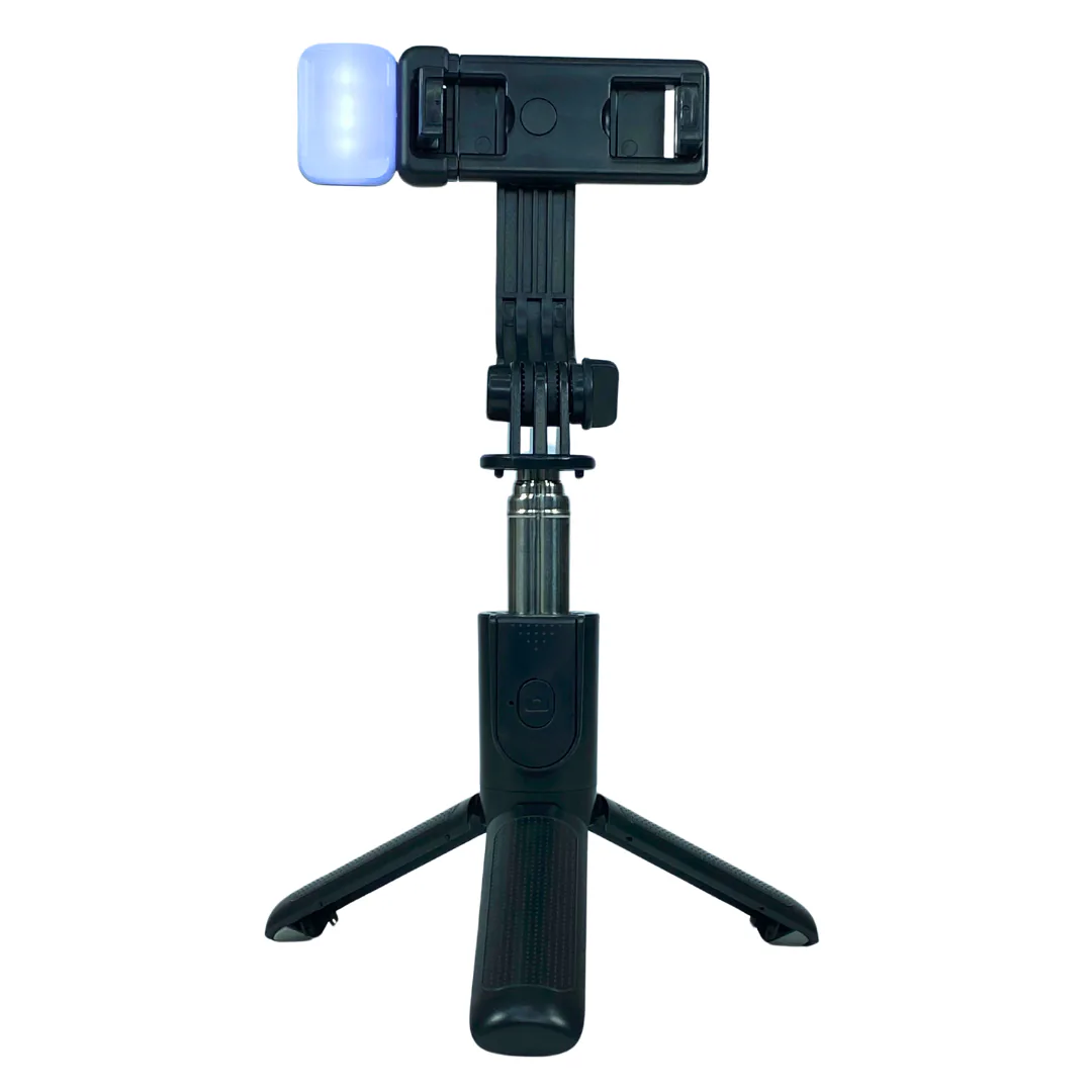 Palo selfie con trípode, luz LED y control remoto Bluetooth, foto 2 de 6