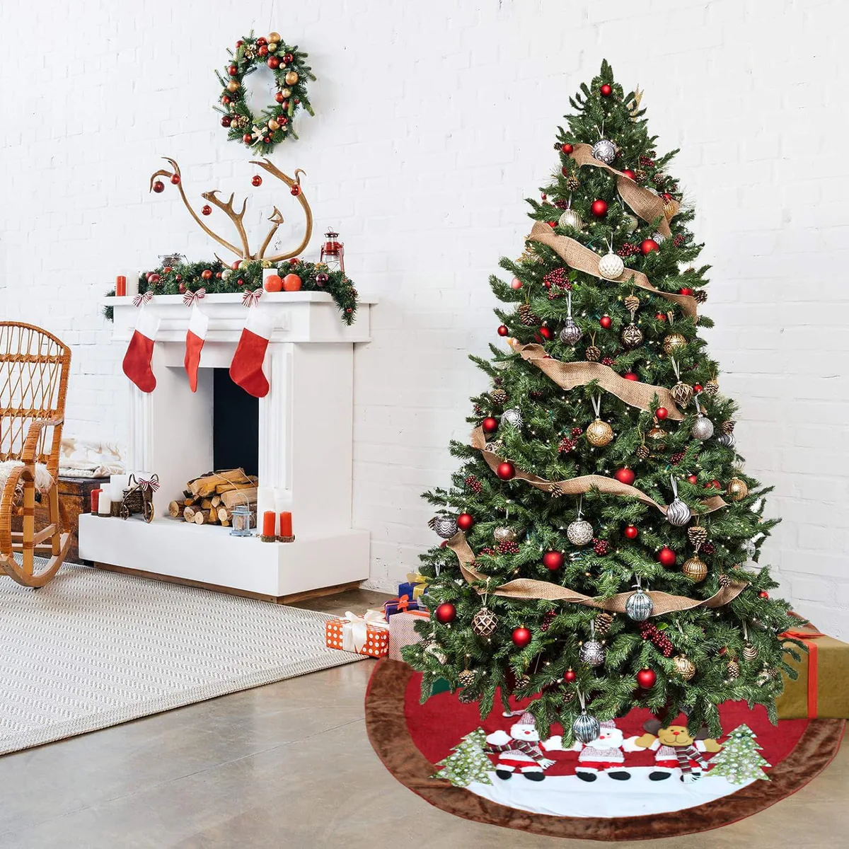 Pie de árbol de Navidad de 120 cm con muñecos navideños, foto 3 de 9