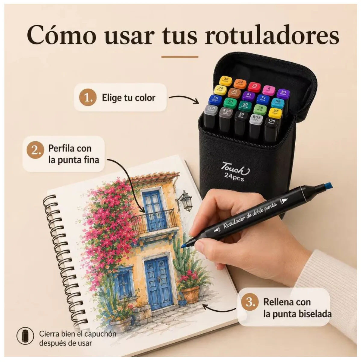 Marcadores de alcohol doble punta con estuche, de 48 a 262 colores, foto 5 de 6