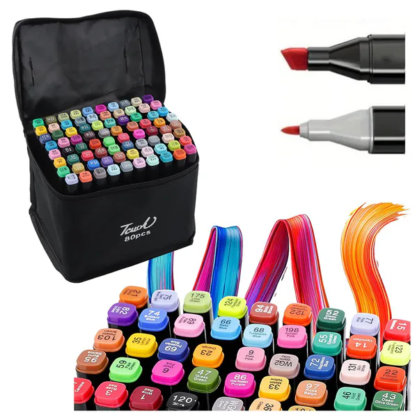 Marcadores de alcohol doble punta con estuche, de 48 a 262 colores