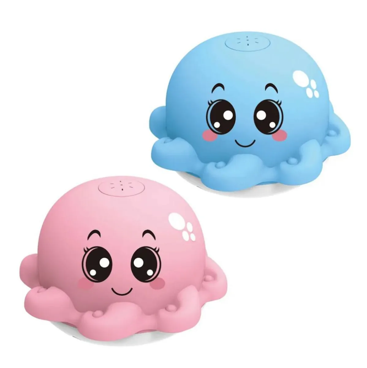 Juguetes de baño pulpo azul y pulpo rosado que rocían agua