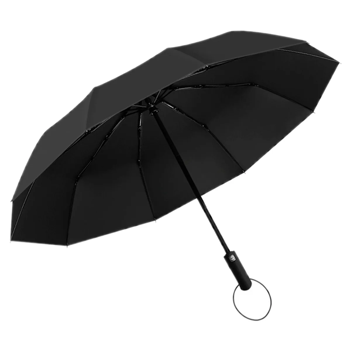 Sombrilla automática negra abierta