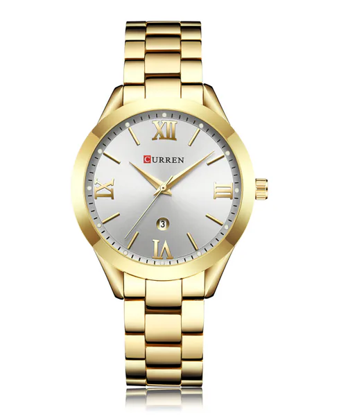 Reloj Curren 9007 para mujer en acero inoxidable, análogo de cuarzo con calendario