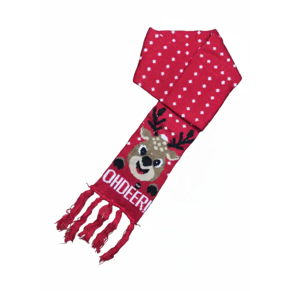 Bufanda navideña tejida con luces y flecos, diseños de reno, alpaca y Papá Noel