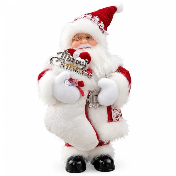 Papá Noel Decorativo Musical de 30 cm con Luz en el Rostro