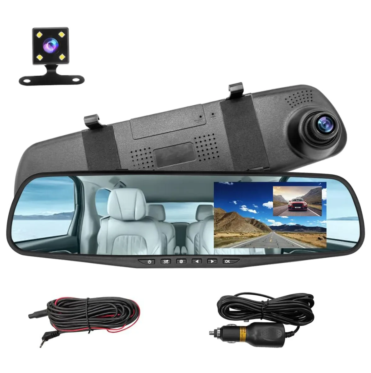 Espejo Retrovisor con Cámara Dual Full HD y Cámara de Reversa, foto 1 de 6