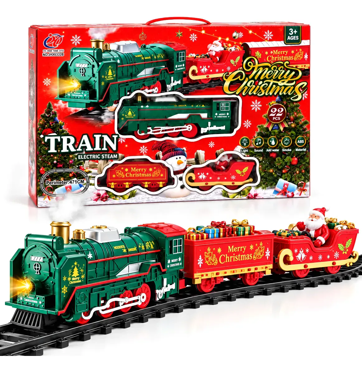 Tren Navideño Eléctrico a Vapor con Luz y Sonido, 22 Piezas, foto 1 de 6