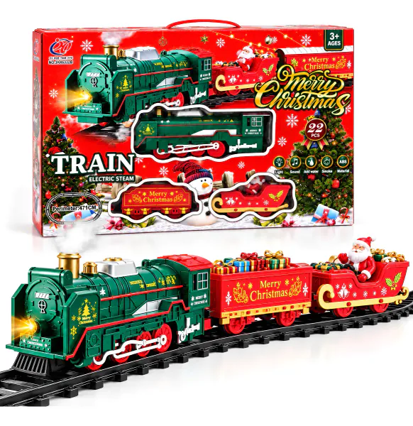 Tren Navideño Eléctrico a Vapor con Luz y Sonido, 22 Piezas