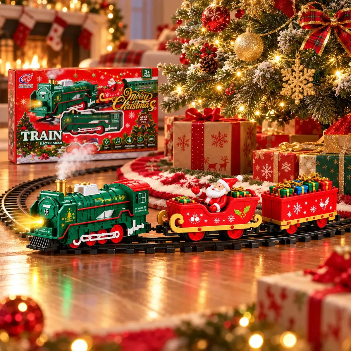 Tren Navideño Eléctrico a Vapor con Luz y Sonido, 22 Piezas, foto 3 de 6