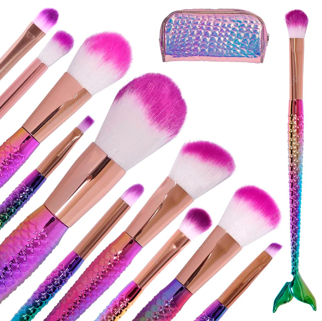 Set de 10 Brochas de Maquillaje Cola de Sirena con Estuche, foto 1 de 8