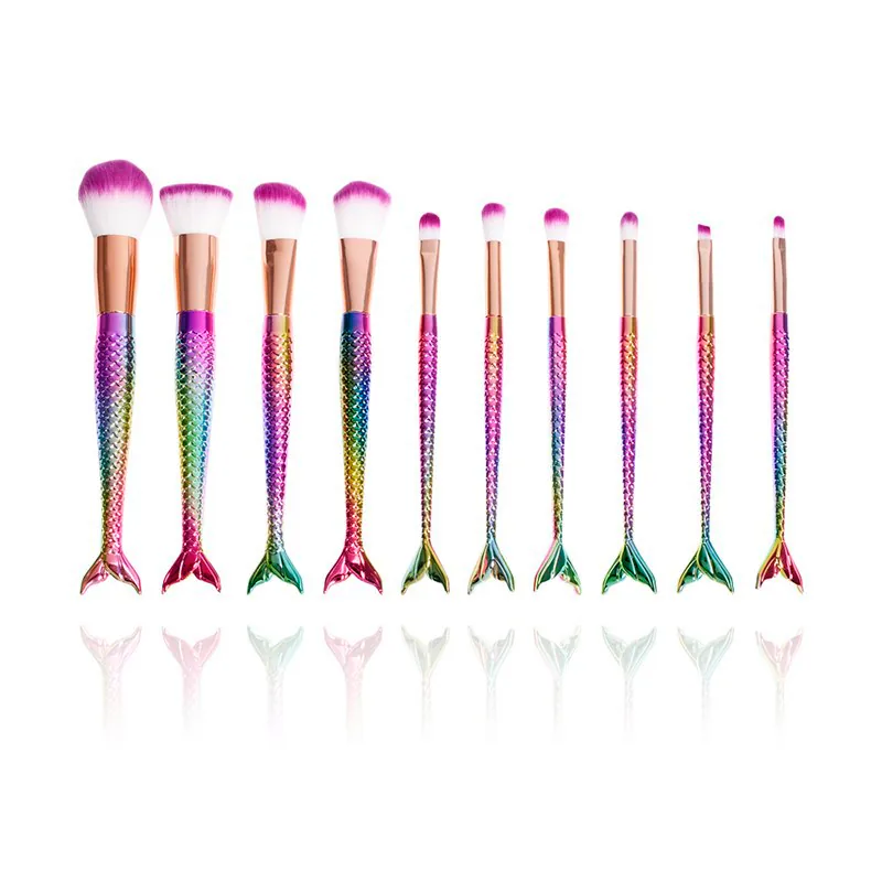 Set de 10 Brochas de Maquillaje Cola de Sirena con Estuche, foto 2 de 8