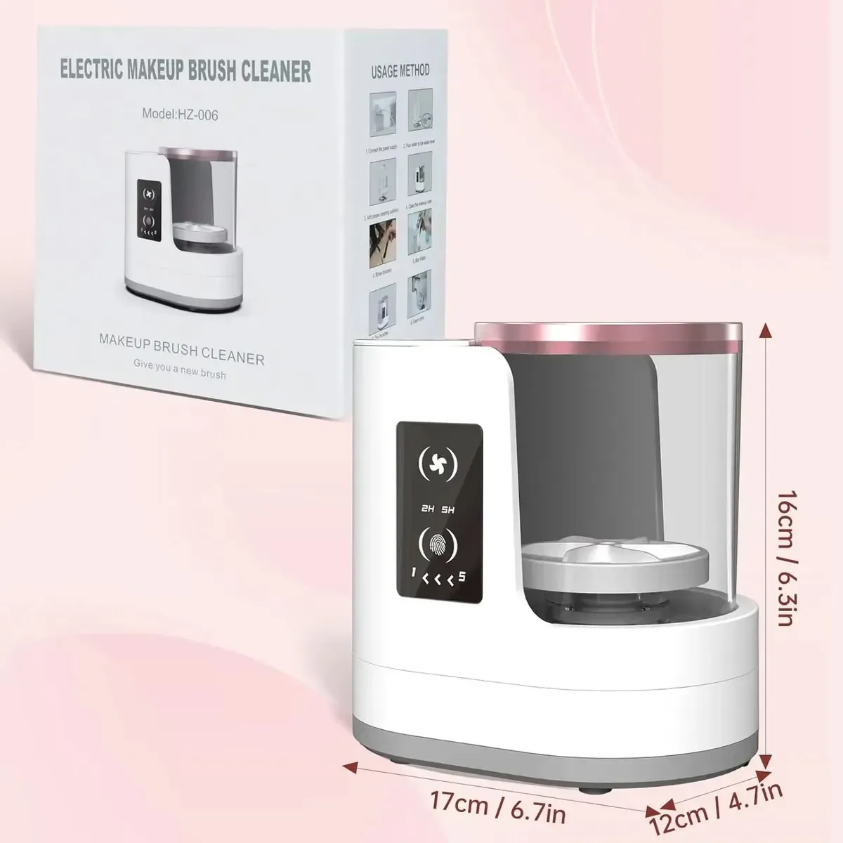 Combo Cosmetiquera con Espejo LED y Limpiador Eléctrico de Brochas, foto 3 de 6