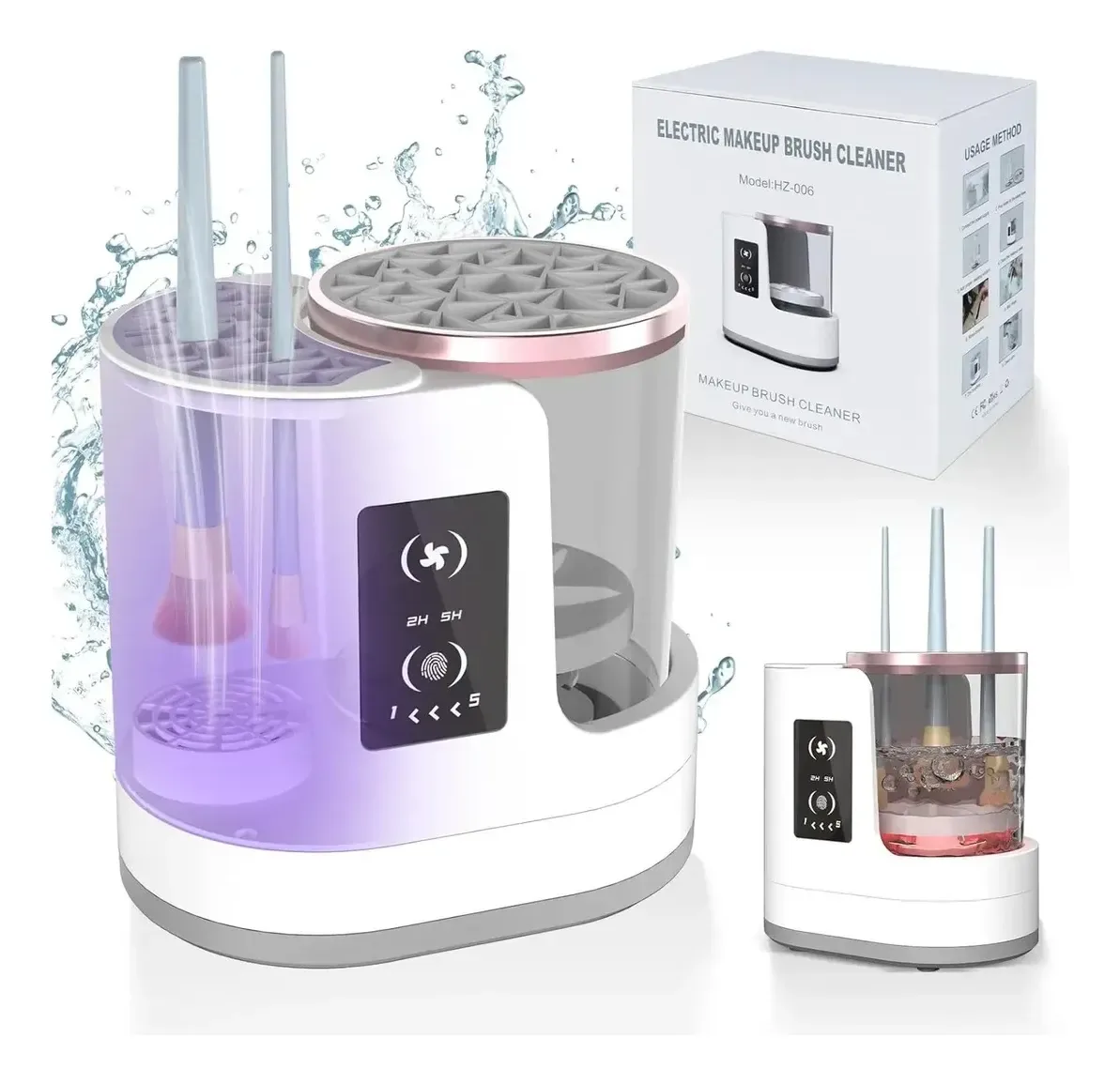 Combo Cosmetiquera con Espejo LED y Limpiador Eléctrico de Brochas, foto 2 de 6