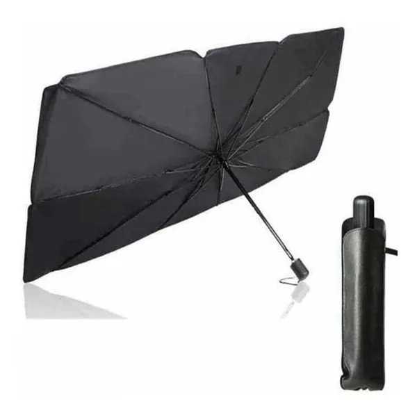 Parasol plegable tipo sombrilla para parabrisas de carro, 140 x 78 cm, con funda