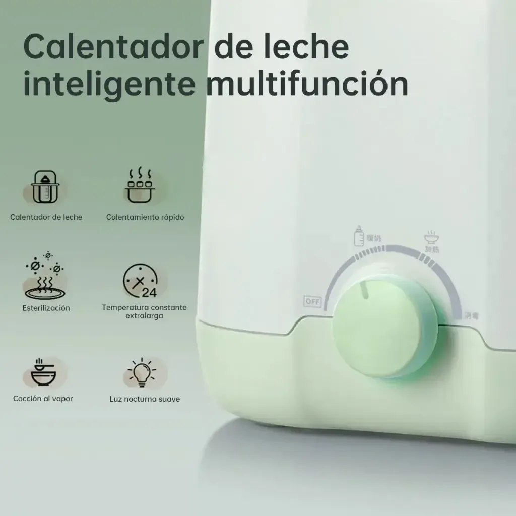 Funciones del calentador de teteros: calentar, esterilizar, vapor y luz nocturna