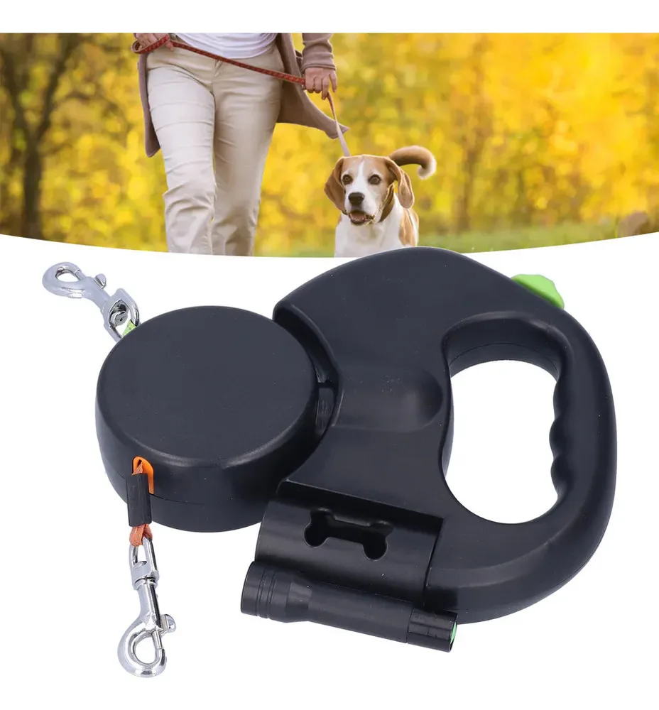 Correa Retráctil Doble para 2 Perros con Linterna LED, 3 m, foto 3 de 5