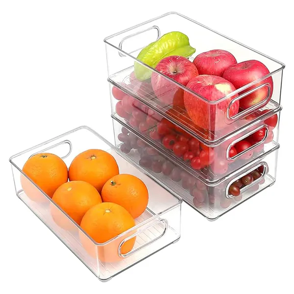 Set de 3 organizadores transparentes para nevera con asas