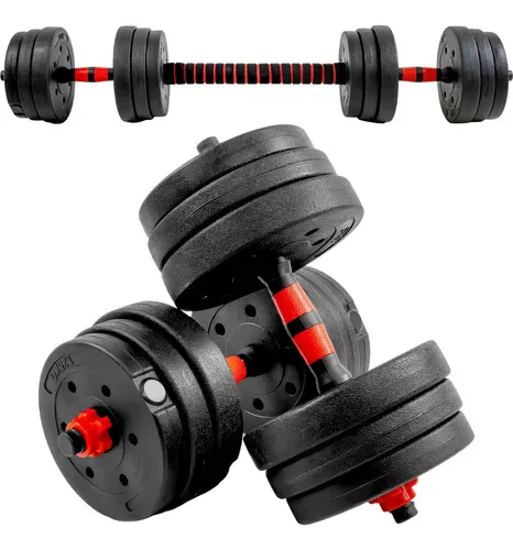 Set de Mancuernas Ajustables 20 kg Convertibles en Barra